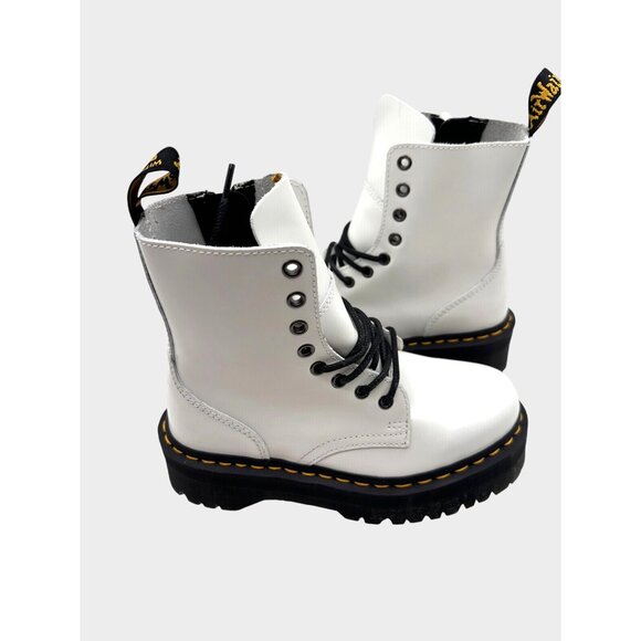 Dr. Martens Mens SIZE 7 Jadon White Platform BootsCombat Lace-Up Chunky Sole